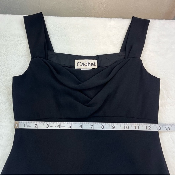 COPY - Vtg CACHET Cowl Neck Cocktail Dress Crape Lined Black Sz 4 Whimsy Goth Y… - Picture 9 of 10